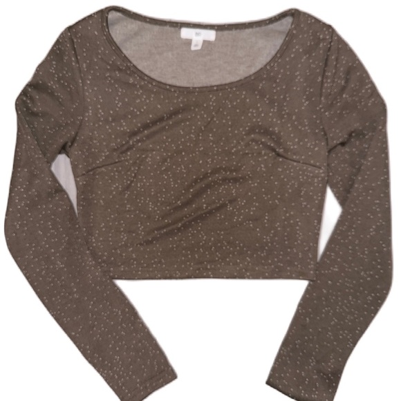 NWT Nordstrom Bp. Knit Crop Top Green Olive Night Speckled Medium S - Picture 2 of 6